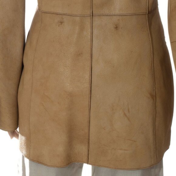 Jean Paul Gaultier Distressed Leather Blazer Jacket US sz 6 - Picture 8 of 15